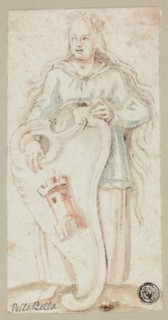 Saint Barbara, n.d., Stefano della Bella, Italian, 1610-1664, Italy, Pen and brown ink, with brush
