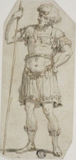 Standing Roman Warrior Holding Staff, n.d., Possibly style of Raymond de Lafage (French,