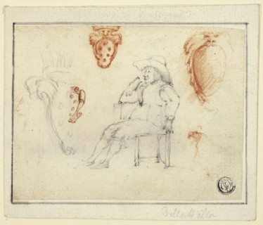 Sketches of Seated Man, Medici Coats of Arms, n.d., Attributed to Stefano della Bella, Italian,