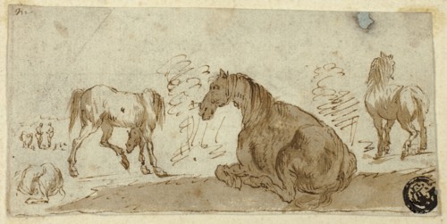Studies of Horses in a Landscape, c. 1642, Possibly after Stefano della Bella, Italian, 1610-1664,