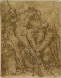 Deposition, 17th century, After Paolo Farinati, Italian, 1524-1606, Italy, Pen and brown ink with