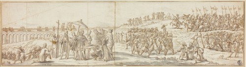 Pope Visiting Construction Site of a Bridge, n.d., Possibly attributed to Ciro Ferri (Italian,