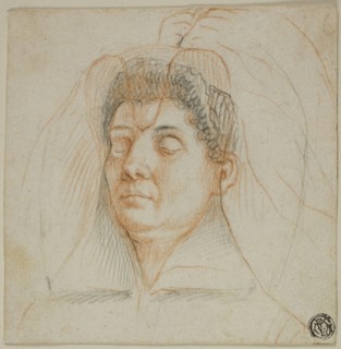 Death Mask of a Woman, c. 1605, Circle of Lavinia Fontana, Italian, 1552-1614, Italy, Black and red
