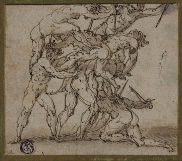 Male Nudes Locked in Combat with Daggers, n.d., Unknown Artist, Italian, late 16th century, Italy,