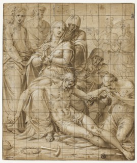 Deposition, 1540/46, Luca Penni, Italian, 1500/04-1557, Italy, Pen and brown ink and brush and
