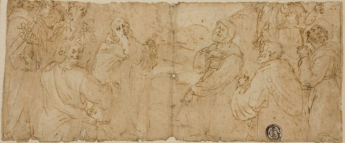 Franciscan Saints in Adoration, n.d., Unknown Artist, Italian, late 16th century, Italy, Pen and