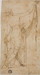 Draped Standing Figure with Outstretched Arms, 1540/50, Unknown Artist, Italian, mid-16th century,
