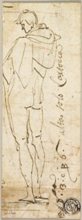 Standing Male Nude, 1680/99, After Andrea del Sarto, Italian, 1486-1530, Italy, Pen and brown ink,