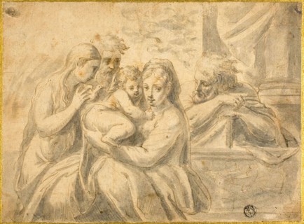 Holy Family with Mary Magdalene and Male Saint, late 16th century, After Francesco Mazzola, called