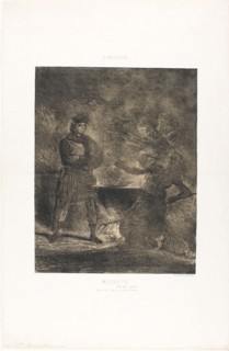 Macbeth and the Witches, 1825, Eugène Delacroix, French, 1798-1863, France, Lithograph from two
