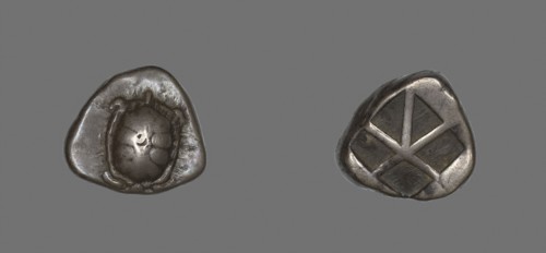 Stater (Coin) Depicting a Land Tortoise, 404/350 BC, Greek, minted in Aegina, Greece, Silver, Diam.