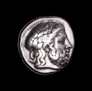 Tetradrachm (Coin) Depicting the God Zeus, 359/336 BC, Greek, Neapolis, Silver, Diam. 2.5 cm, 14.15