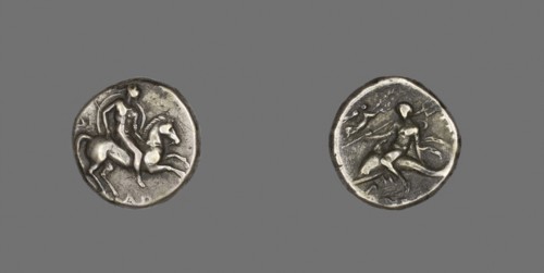 Stater (Coin) Depicting Horseman, 272/235 BC, Greek, minted in Tarentum, Calabria, Italy, Taranto,