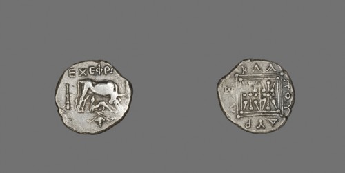 Coin Depicting Cow Suckling Calf, about 229/100 BC, Greek, Greece, Silver, Diam. 1.8 cm, 2.95 g