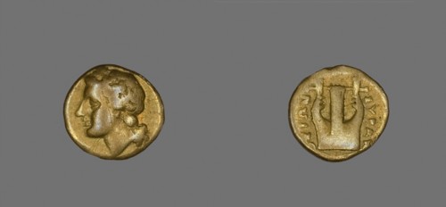 Coin Depicting the God Apollo, about 357/353 BC, Greek, Greece, Electrum, Diam. 1.2 cm, 1.72 g