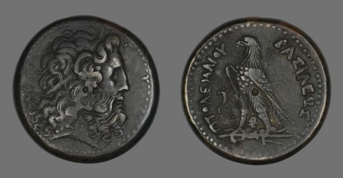 Coin Depicting the God Zeus, 247/222 BC, issued by Ptolemy III, Greek, minted in Alexandria,