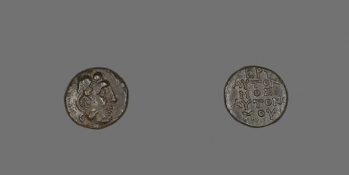 Drachm (Coin) Depicting the Hero Herakles, about 300/200 BC, Greek, Greece, Bronze, Diam. 1.5 cm, 3