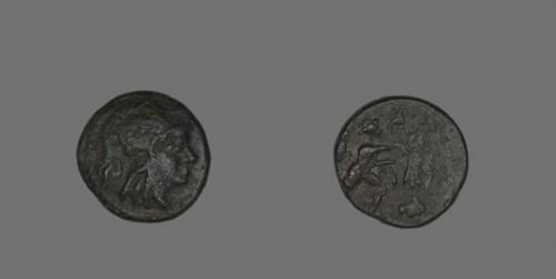 Coin Depicting the Goddess Athena, 277/239 BC or 229/220 BC, Greek, Greece, Bronze, Diam. 1.9 cm, 5