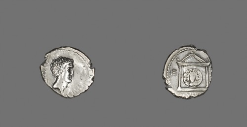 Denarius (Coin) Portraying Mark Antony, 42 BC, Roman, Italy, Silver, Diam. 1.8 cm, 3.49 g