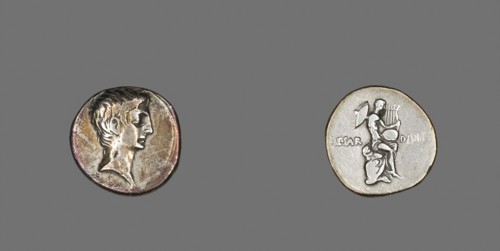 Denarius (Coin) Portraying Octavian, 32/29 BC, Roman, Italy, Silver, Diam. 1.8 cm, 3.92 g