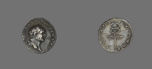 Denarius (Coin) Portraying Emperor Vespasian, AD 74, Roman, minted in Rome, Roman Empire, Silver,