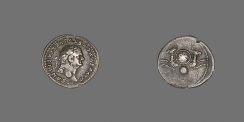 Denarius (Coin) Portraying Emperor Vespasian, AD 80/81, Roman, minted in Rome, Roman Empire,