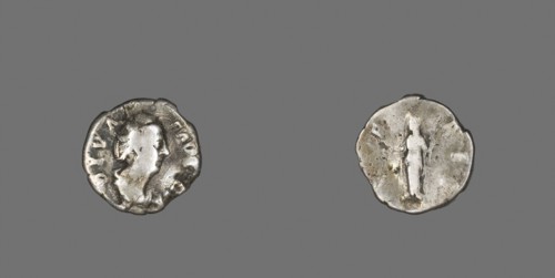 Denarius (Coin) Portraying Empress Faustina the Elder, AD 141, Roman, Milan, Silver, Diam. 1.8 cm,