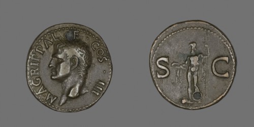 As (Coin) Portraying Agrippa, 27/12 BC, Roman, minted in Rome, Rome, Bronze, Diam. 2.9 cm, 10.94 g