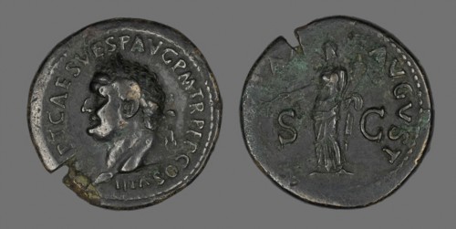 Coin Portraying Emperor Vespasian, AD 76, Roman, Roman Empire, Bronze, Diam. 3.4 cm, 21.48 g