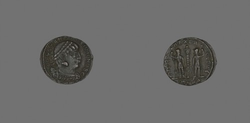 Coin Portraying Emperor Constantine II, AD 317/337, Roman, Roman Empire, Bronze, Diam. 1.7 cm, 1.76