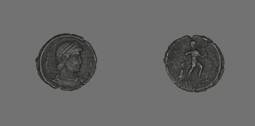 Coin Portraying Emperor Valentinian I, AD 364/375, Roman, Roman Empire, Bronze, Diam. 2 cm, 2.27 g