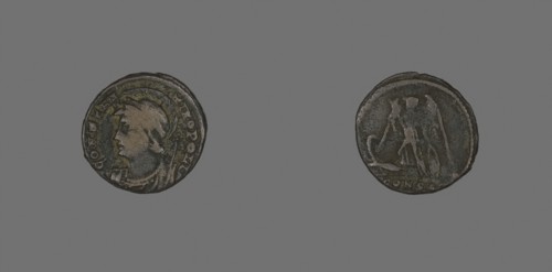 Coin Portraying Emperor Constantine I, about AD 330, Roman, Roman Empire, Bronze, Diam. 1.9 cm, 2