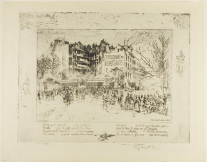 The Place des Martyrs and the Jailhouse Tavern, 1885, Félix Hilaire Buhot, French, 1847-1898,