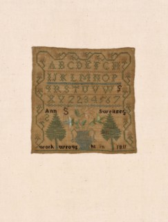 Sampler, 1811, Ann S. Sweitzers (American, active c. 1811), United States, Linen, plain weave,
