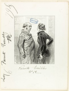 Les-Parents-Terribles series: I can’t stand for that kind of mustaches, 1853, Paul Gavarni, French,