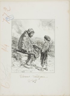 Les Propos de Thomas Vireloque: Not taught anything?-yet stupid already, 1853, Paul Gavarni,