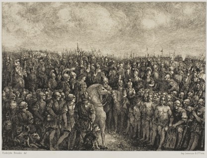 Caesar and His Prisoners, 1878, Rodolphe Bresdin, French, 1825-1885, France, Lithograph on cream