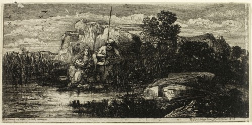 The Holy Family with Pole, 1858, Rodolphe Bresdin, French, 1825-1885, France, Etching on gray wove