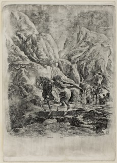 Oriental Rider in the Mountains, 1866, Rodolphe Bresdin, French, 1825-1885, France, Etching and