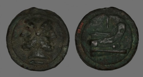 As (Coin) Depicting the God Janus, 225/217 BC, Roman, Roman Empire, Bronze, Diam. 6.6 cm, 262.47 g
