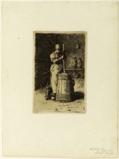 A Woman Churning, 1855, Jean François Millet (French, 1814-1875), printed by Auguste Delâtre