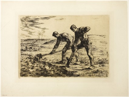 Two Men Digging, 1855–56, Jean François Millet (French, 1814-1875), printed by Auguste Delâtre