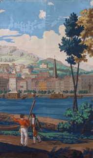 Two Joined Panels: The Views of Lyon, First edition, 1821, France, Paris, France, Block-printed,