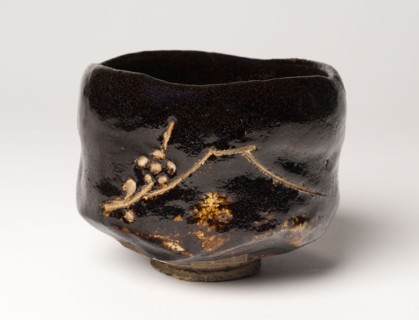 Raku-Ware Teabowl with Image of Mt. Fuji, 1756–1834, Japanese, Japan, Glazed stoneware, 8.6 x 11.2