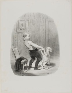 The First Dance Lession, from Les Papas, 1848, Honoré Victorin Daumier, French, 1808-1879, France,