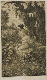 Two Women Bathing at Water’s Edge, from Revue Fantaisiste, 1861, Rodolphe Bresdin, French,
