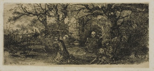 St. Anthony and Death, 1837, Rodolphe Bresdin, French, 1825-1885, France, Etching on cream China