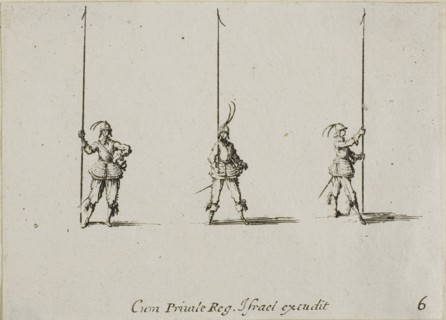 Drill with Raised Pike, plate six from The Military Exercises, published 1635, Jacques Callot