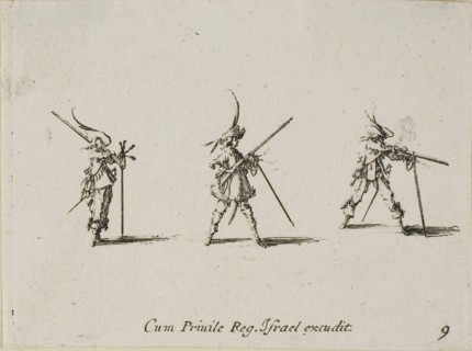 Firing the Musket, plate nine from The Military Exercises, published 1635, Jacques Callot (French,