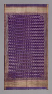 Scarf, 19th century, Eastern India, India, Silk, plain simple cloth, semi-transparent brocaded with